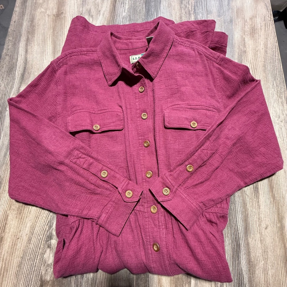 Vintage LL Bean Shirt Dress Dusty Pink Cotton Cottagecore